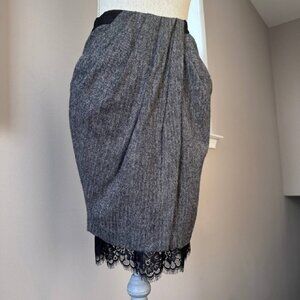 H&M Lace Detail Wool-Blend Skirt With Pockets - Size 6